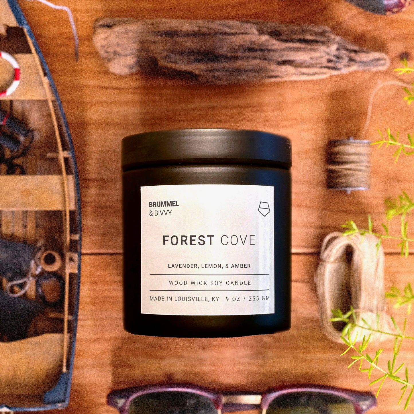 Scented candle by Brummel and Bivvy, 4 oz