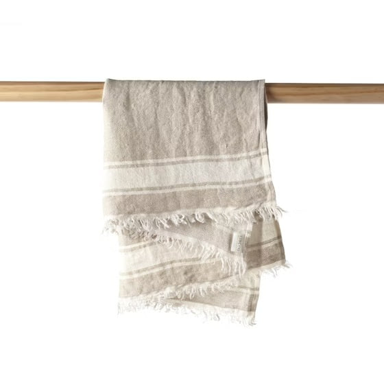 Libeco Belgian Guest Towel - Flax Stripe