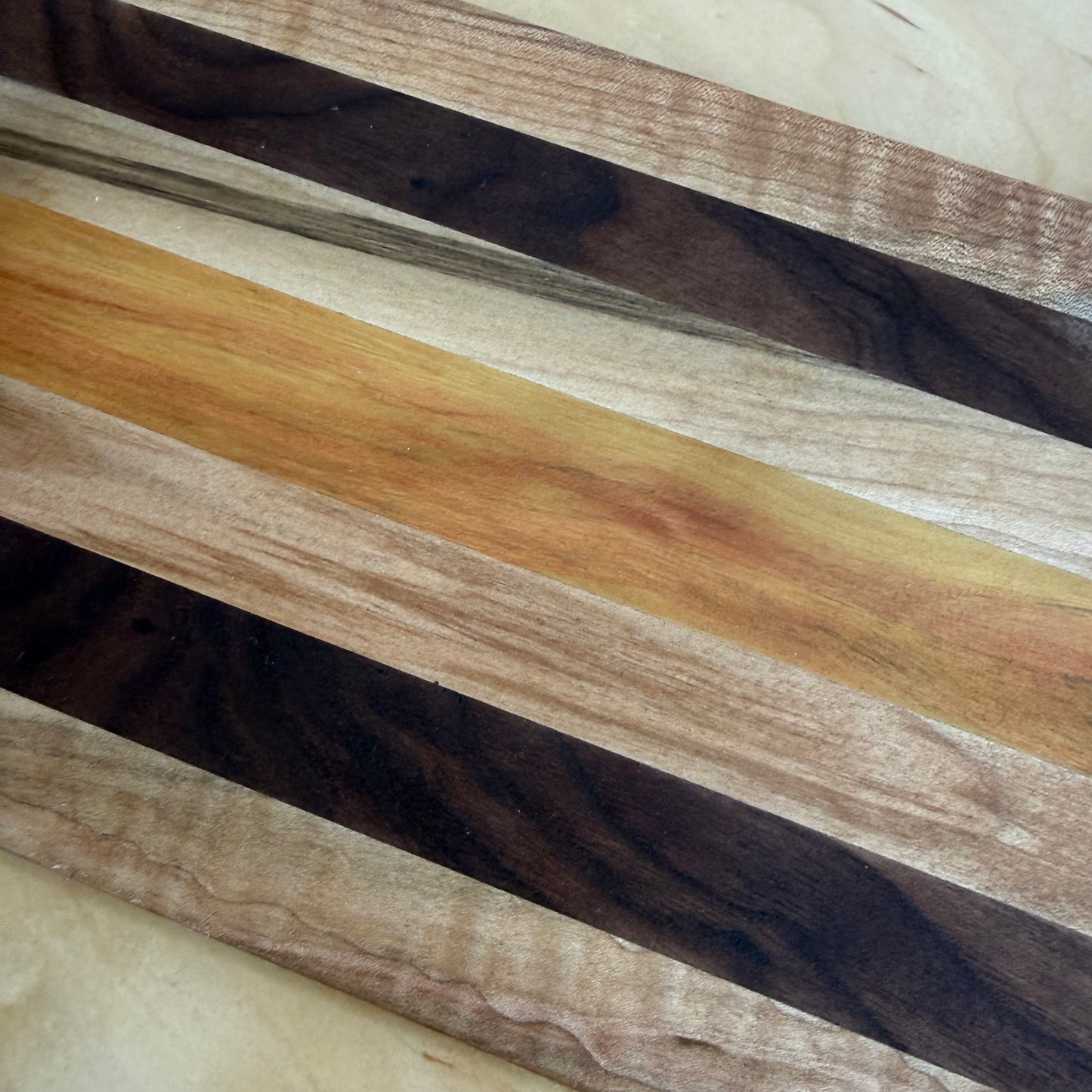 Exotic Wood Stripe Charcuterie Board with Handles