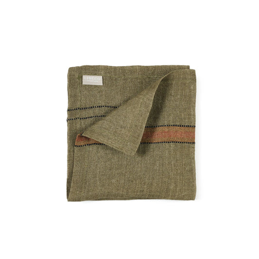 Libeco Belgian Linen Marie Napkin Green Stripe
