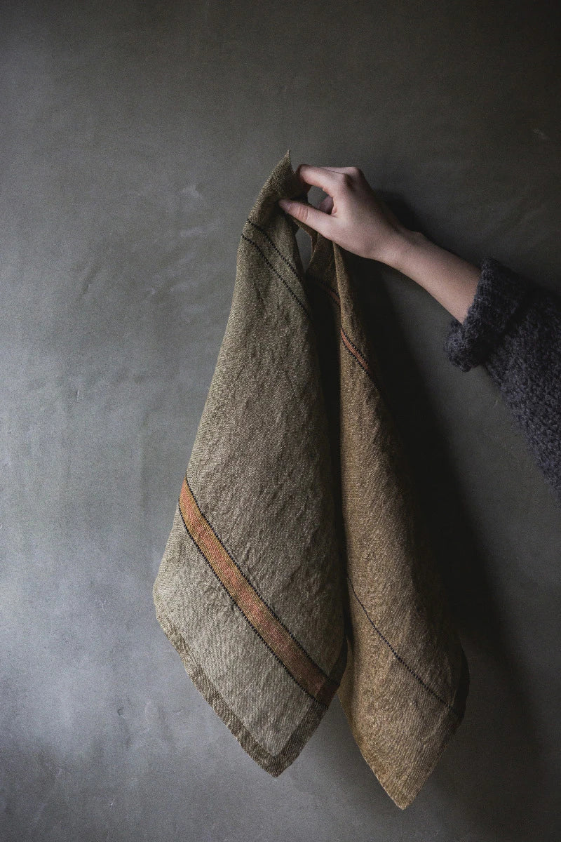 Libeco Belgian Linen Marie Napkin Bronze Stripe