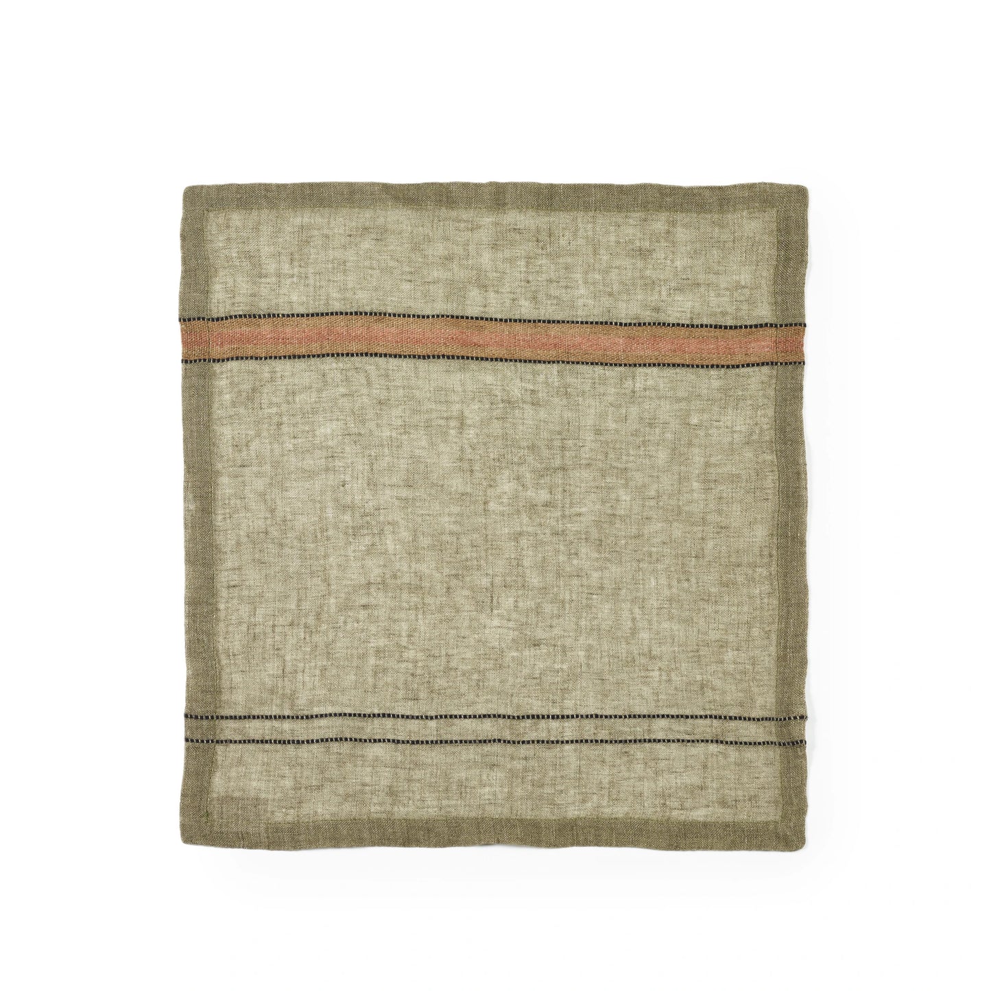 Libeco Belgian Linen Marie Napkin Green Stripe