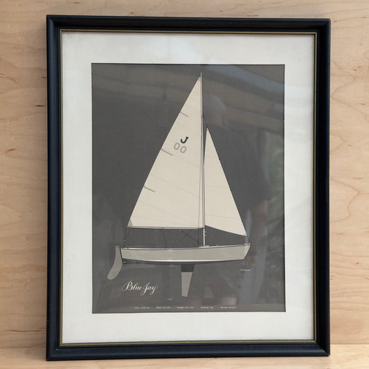 Blue Jay Vintage Sailboat Print