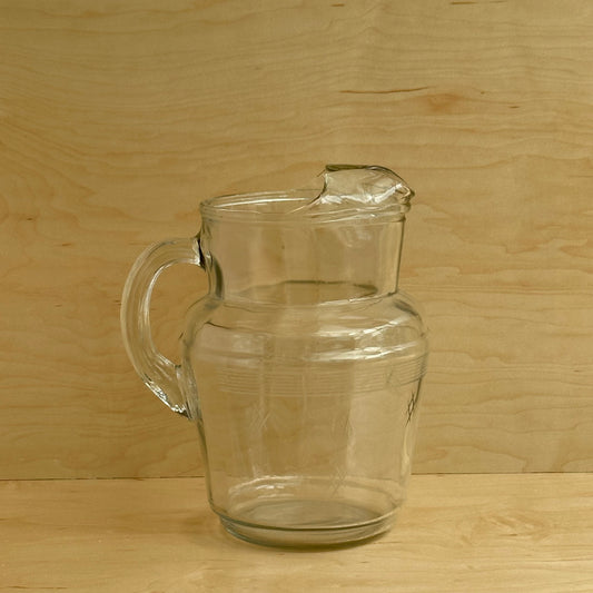 Vintage Glass Pitcher with Etched Detail