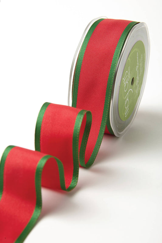 May Arts Ribbon - 1.5" Woven Red & Green Holiday Ribbon with Wired Edge