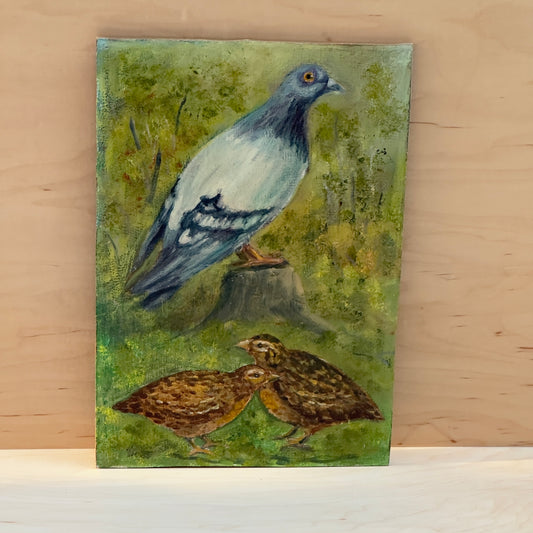 Painting of Pigeon and Quail