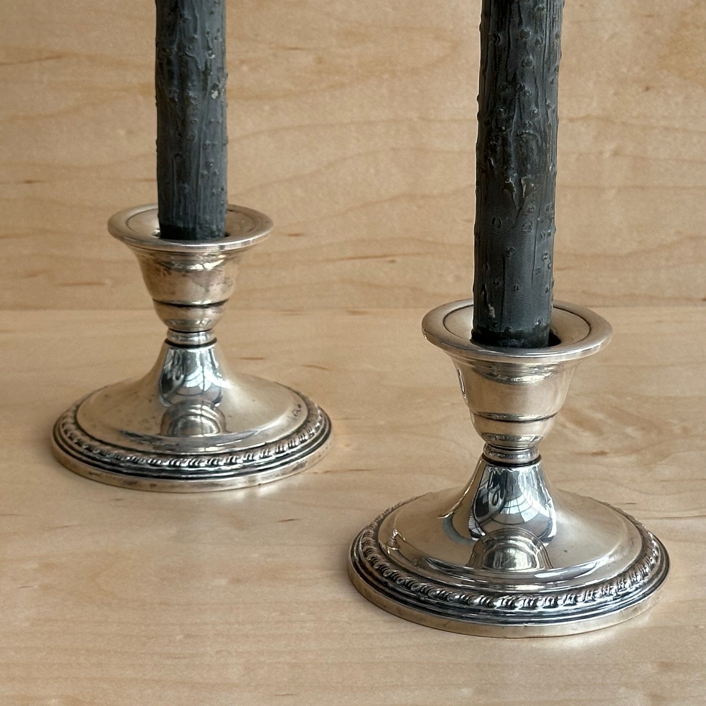 Vintage Sterling Candlesticks with Rope Motif