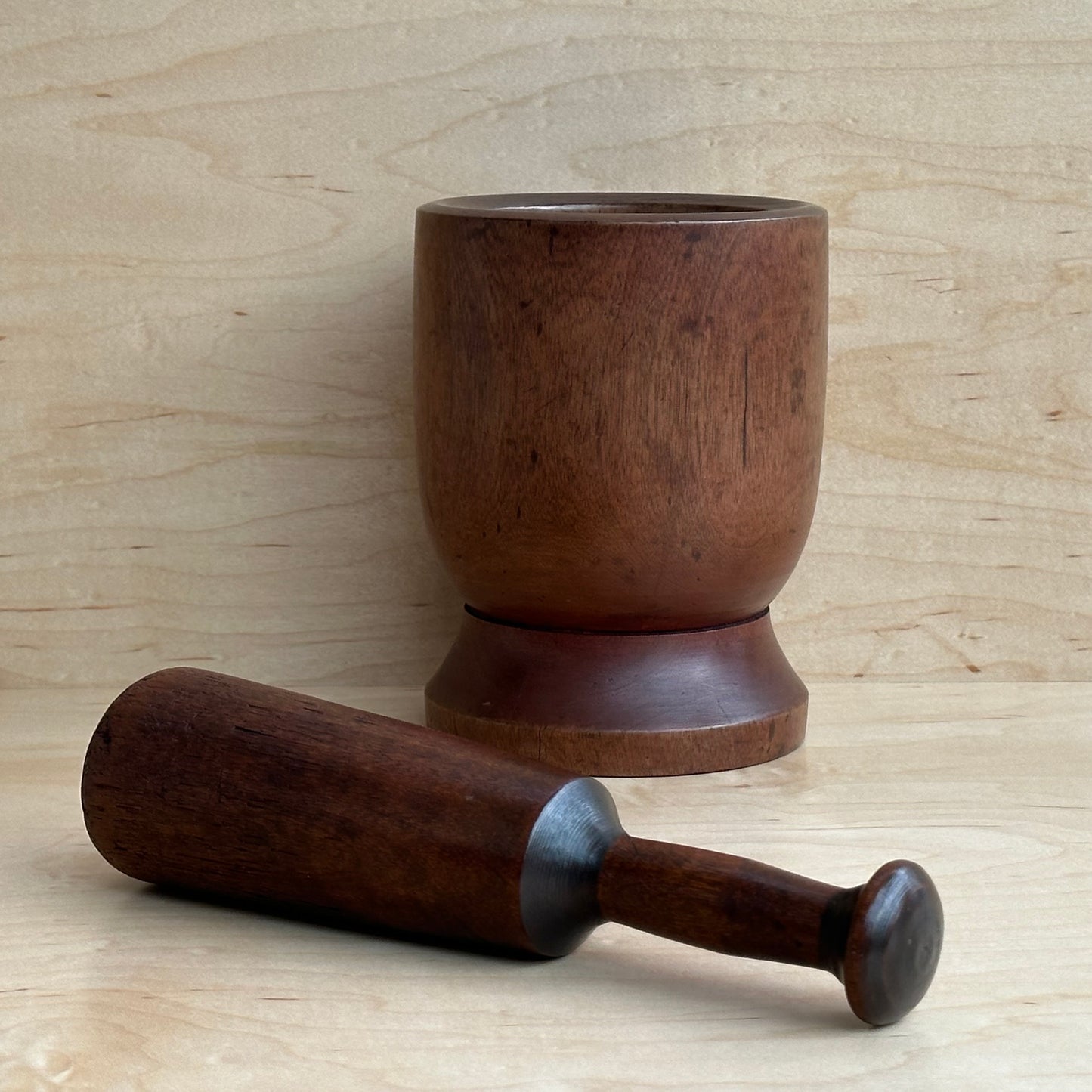 Vintage Wooden Mortar and Pestle