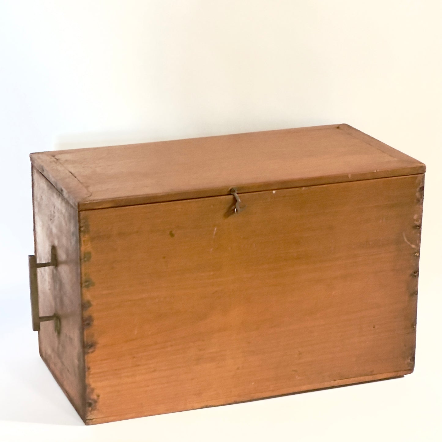 Wooden box with side handle