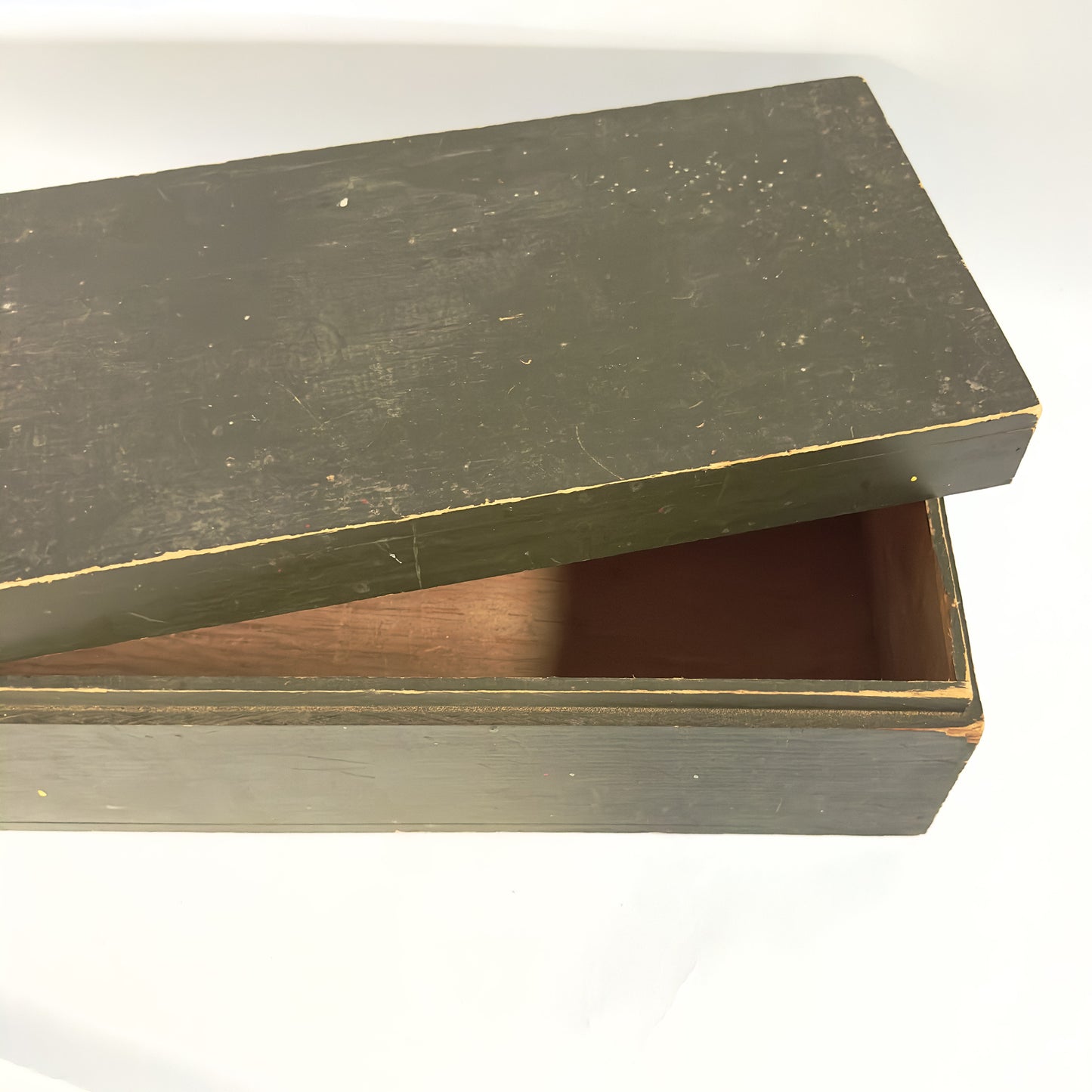 Green wooden box with lid