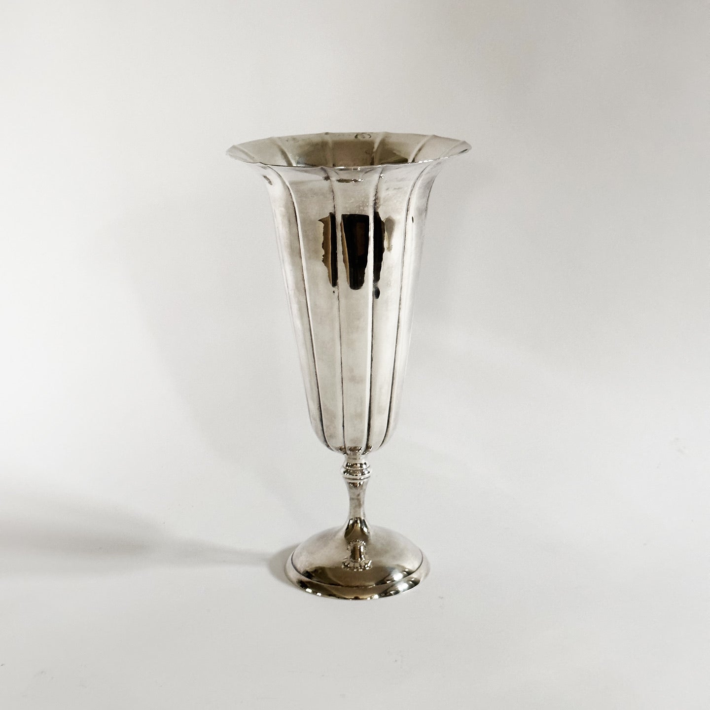 Silver plate fluted vase