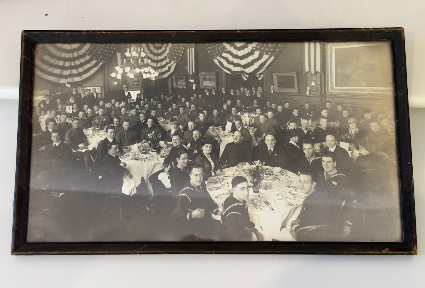 Vintage banquet panorama with sailors