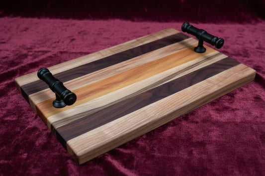 Exotic Wood Stripe Charcuterie Board with Handles
