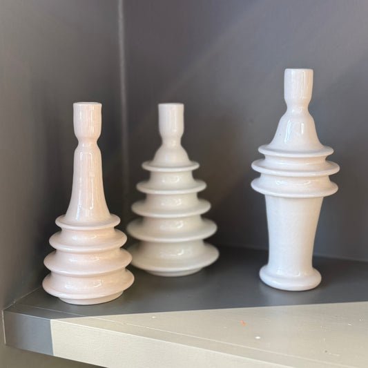 3 Deco Craquelure candlesticks