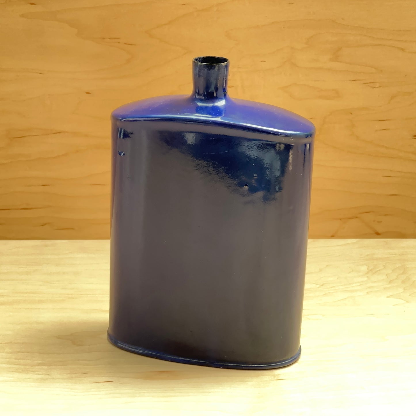 Blue enamel metal vase