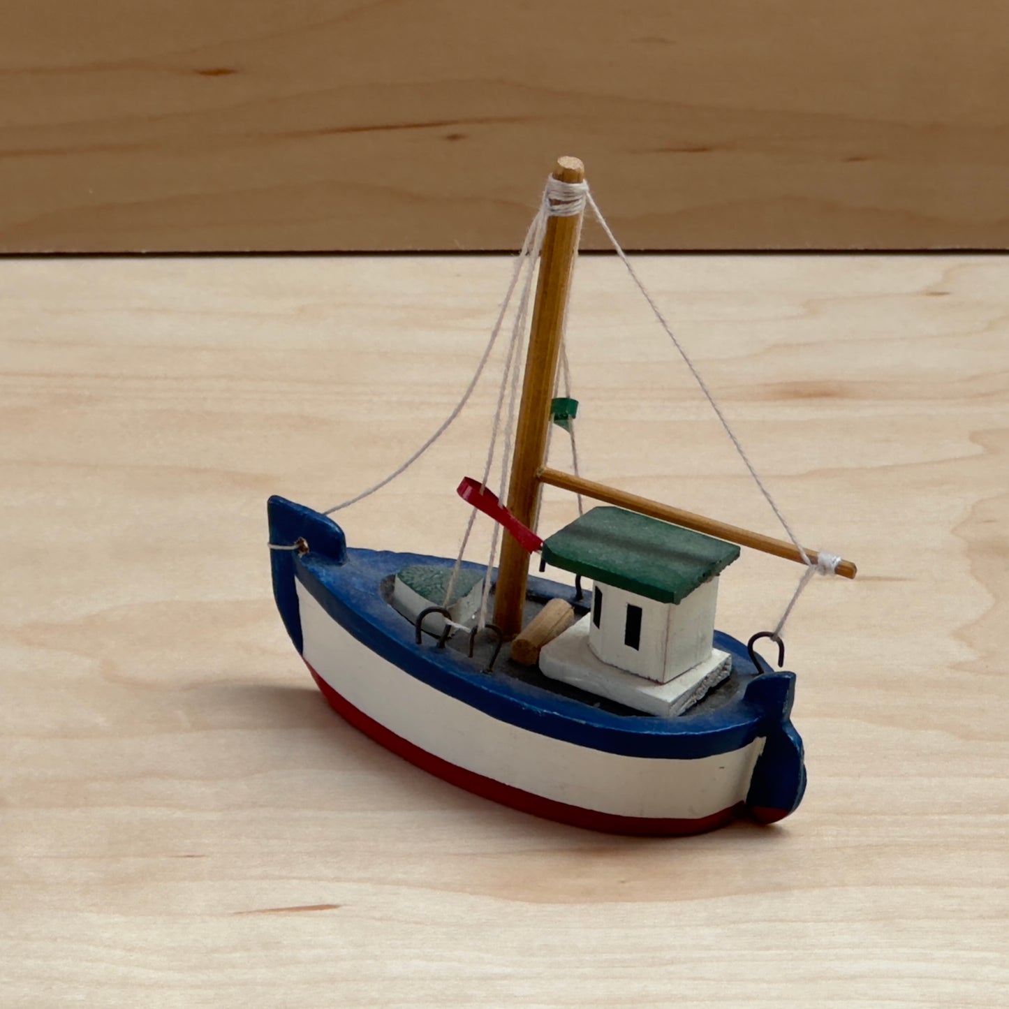 Tiny Folk Art Fishing Boat