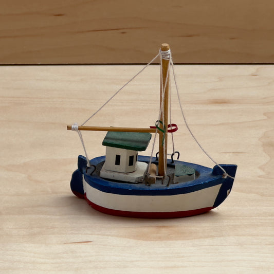 Tiny Folk Art Fishing Boat