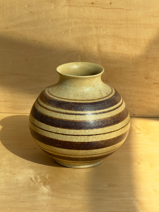 Tan and Brown Banded Vase
