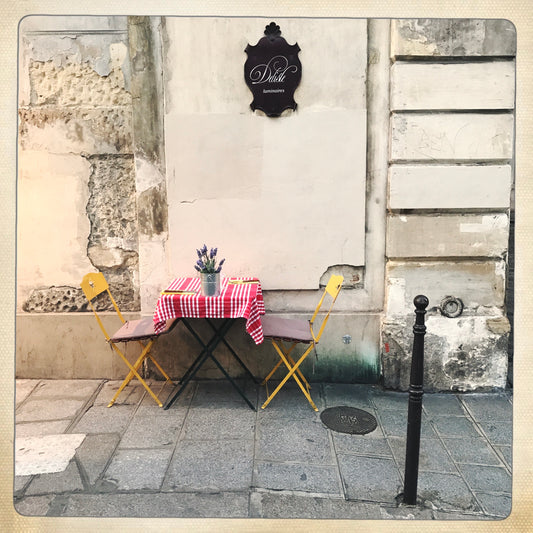 Cafe Table, Rue de Parc Royal, Paris 2017 by John Lawler